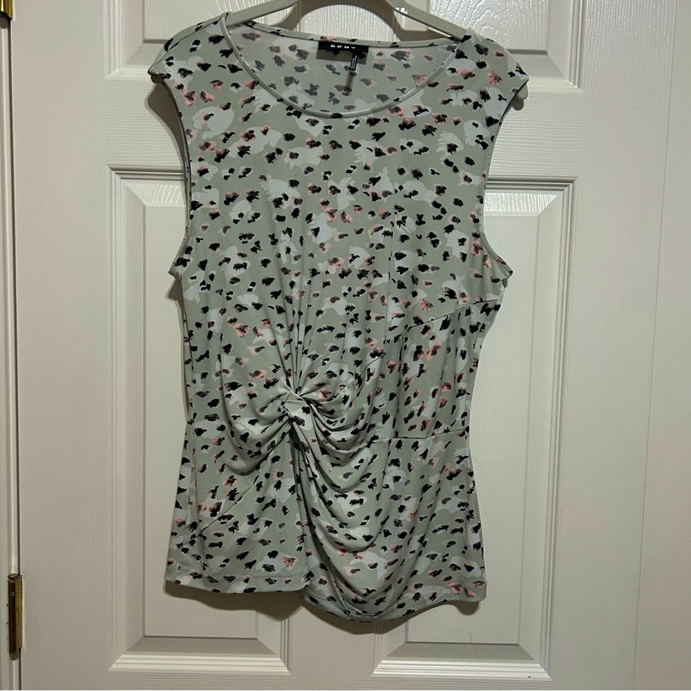 DKNY Seafoam Green Patterned Top